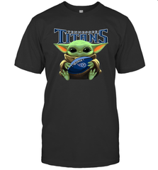 Baby Yoda Loves The Tennessee Titans Star Wars Baby Yoda Hugs Titans NFL Mens T-Shirt Mens T-Shirt - VeigarTee