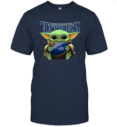 Baby Yoda Loves The Tennessee Titans Star Wars Baby Yoda Hugs Titans NFL Mens T-Shirt
