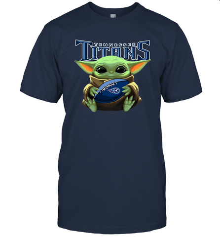 Baby Yoda Loves The Tennessee Titans Star Wars Baby Yoda Hugs Titans NFL Mens T-Shirt