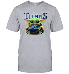 Baby Yoda Loves The Tennessee Titans Star Wars Baby Yoda Hugs Titans NFL Mens T-Shirt Mens T-Shirt - VeigarTee