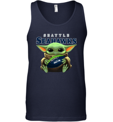 Baby Yoda Loves The Seattle Seahawks Star Wars Baby Yoda Hugs Seahawks NFL Mens Tank Top Mens Tank Top - VeigarTee