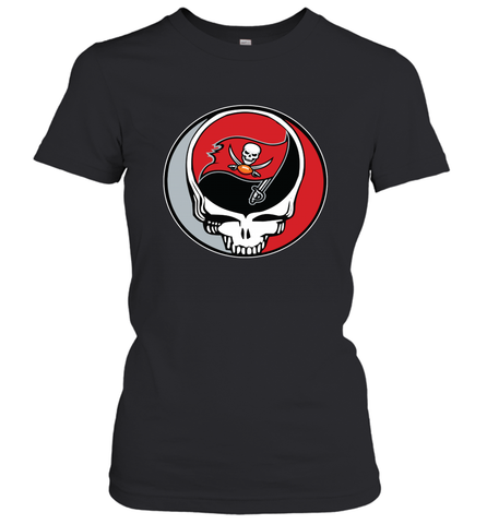 Tampa Bay Buccaneers Grateful Dead Steal Your Face NFL Football Womens T-Shirt Womens T-Shirt / Black / XS Womens T-Shirt - VeigarTee