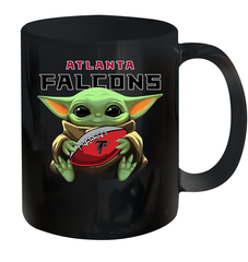 Baby Yoda Loves The Atlanta Falcons Star Wars Baby Yoda Hugs Falcons NFL Ceramic Mug 11oz Ceramic Mug 11oz - VeigarTee