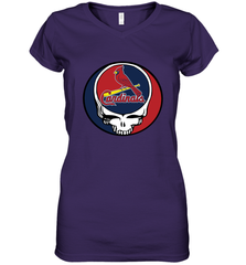 St Louis Cardinals Grateful Dead Steal Your Face Baseball Womens V-Neck T-Shirt Womens V-Neck T-Shirt - VeigarTee