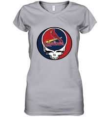 St Louis Cardinals Grateful Dead Steal Your Face Baseball Womens V-Neck T-Shirt Womens V-Neck T-Shirt - VeigarTee