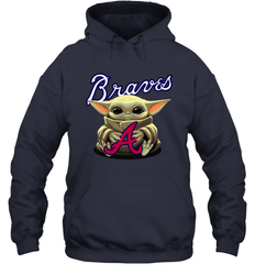 Baby Yoda Hugs Loves The Atlanta Braves Baseball Adult Hoodie Sweatshirt