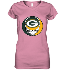 Green Bay Packers Grateful Dead Steal Your Face NFL Football Womens V-Neck T-Shirt Womens V-Neck T-Shirt - VeigarTee