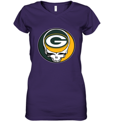Green Bay Packers Grateful Dead Steal Your Face NFL Football Womens V-Neck T-Shirt Womens V-Neck T-Shirt - VeigarTee