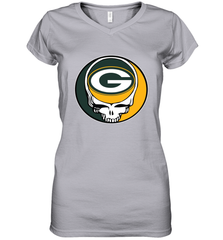 Green Bay Packers Grateful Dead Steal Your Face NFL Football Womens V-Neck T-Shirt Womens V-Neck T-Shirt - VeigarTee