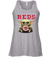 Baby Yoda Hugs Loves The Cincinnati Reds Baseball Womens Racerback Tank Top Womens Racerback Tank Top - VeigarTee