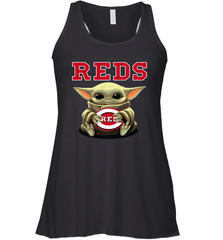 Baby Yoda Hugs Loves The Cincinnati Reds Baseball Womens Racerback Tank Top Womens Racerback Tank Top - VeigarTee