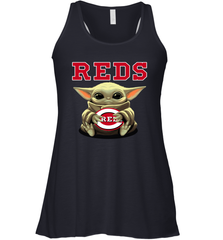 Baby Yoda Hugs Loves The Cincinnati Reds Baseball Womens Racerback Tank Top Womens Racerback Tank Top - VeigarTee