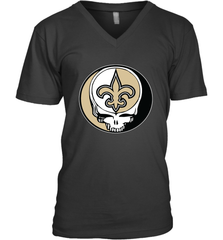 New Orleans Saints Grateful Dead Steal Your Face NFL Football Mens V-Neck T-Shirt Mens V-Neck T-Shirt - VeigarTee