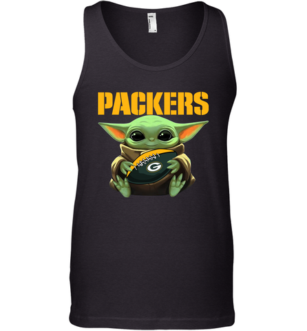 Baby Yoda Loves The Green Bay Packers Star Wars Baby Yoda Hugs Packers NFL Mens Tank Top Mens Tank Top / Black / XS Mens Tank Top - VeigarTee