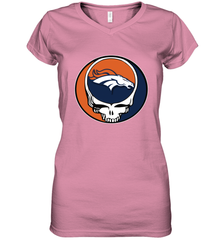 Denver Broncos Grateful Dead Steal Your Face NFL Football Womens V-Neck T-Shirt Womens V-Neck T-Shirt - VeigarTee