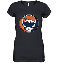 Denver Broncos Grateful Dead Steal Your Face NFL Football Womens V-Neck T-Shirt