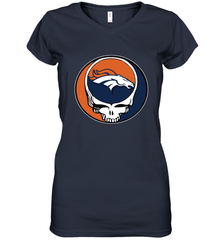 Denver Broncos Grateful Dead Steal Your Face NFL Football Womens V-Neck T-Shirt Womens V-Neck T-Shirt - VeigarTee