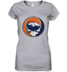 Denver Broncos Grateful Dead Steal Your Face NFL Football Womens V-Neck T-Shirt Womens V-Neck T-Shirt - VeigarTee