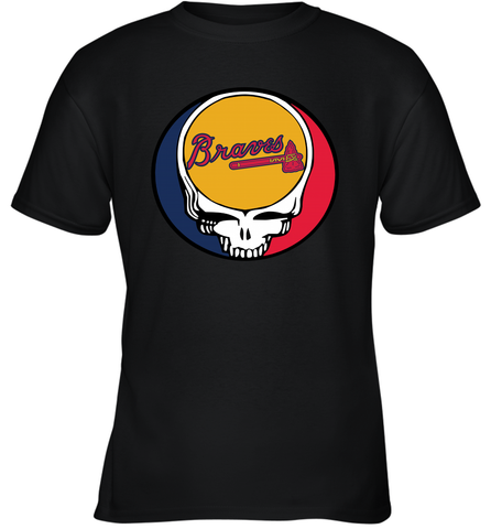 Atlanta Braves Grateful Dead Steal Your Face Baseball Youth T-Shirt Youth T-Shirt / Black / XS Youth T-Shirt - VeigarTee
