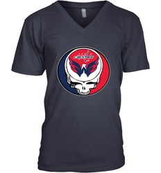 Washington Capitals Grateful Dead Steal Your Face Hockey NHL Mens V-Neck T-Shirt