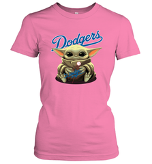 Baby Yoda Hugs Loves The Los Angeles Dodgers Baseball Womens T-Shirt Womens T-Shirt - VeigarTee