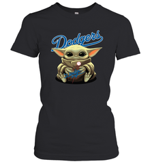 Baby Yoda Hugs Loves The Los Angeles Dodgers Baseball Womens T-Shirt Womens T-Shirt - VeigarTee