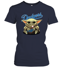 Baby Yoda Hugs Loves The Los Angeles Dodgers Baseball Womens T-Shirt Womens T-Shirt - VeigarTee