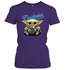 Baby Yoda Hugs Loves The Los Angeles Dodgers Baseball Womens T-Shirt Womens T-Shirt - VeigarTee