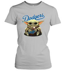 Baby Yoda Hugs Loves The Los Angeles Dodgers Baseball Womens T-Shirt Womens T-Shirt - VeigarTee