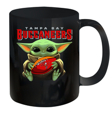 Baby Yoda Loves The Tampa Bay Buccaneers Star Wars Baby Yoda Hugs Buccaneers NFL Ceramic Mug 11oz Ceramic Mug 11oz - VeigarTee