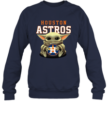 Baby Yoda Hugs Loves The Houston Astros Baseball Adult Sweatshirt Adult Sweatshirt - VeigarTee