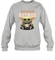 Baby Yoda Hugs Loves The Houston Astros Baseball Adult Sweatshirt Adult Sweatshirt - VeigarTee