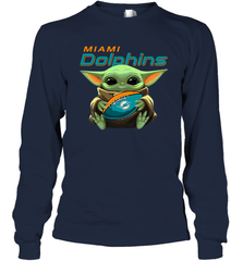Baby Yoda Loves The Miami Dolphins Star Wars Baby Yoda Hugs Dolphins NFL Adult Long Sleeve T-Shirt Adult Long Sleeve T-Shirt - VeigarTee