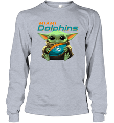 Baby Yoda Loves The Miami Dolphins Star Wars Baby Yoda Hugs Dolphins NFL Adult Long Sleeve T-Shirt Adult Long Sleeve T-Shirt - VeigarTee