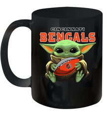 Baby Yoda Loves The Cincinnati Bengals Star Wars Baby Yoda Hugs Bengals NFL Ceramic Mug 11oz Ceramic Mug 11oz - VeigarTee