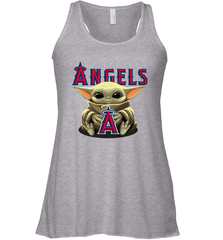 Baby Yoda Hugs Loves The Los Angeles Angels Baseball Womens Racerback Tank Top Womens Racerback Tank Top - VeigarTee