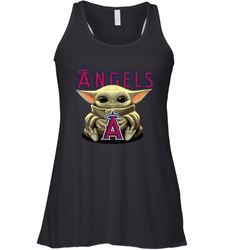 Baby Yoda Hugs Loves The Los Angeles Angels Baseball Womens Racerback Tank Top