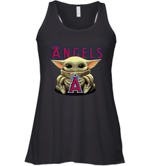 Baby Yoda Hugs Loves The Los Angeles Angels Baseball Womens Racerback Tank Top Womens Racerback Tank Top - VeigarTee