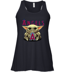 Baby Yoda Hugs Loves The Los Angeles Angels Baseball Womens Racerback Tank Top Womens Racerback Tank Top - VeigarTee