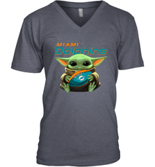 Baby Yoda Loves The Miami Dolphins Star Wars Baby Yoda Hugs Dolphins NFL Mens V-Neck T-Shirt Mens V-Neck T-Shirt - VeigarTee