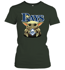Baby Yoda Hugs Loves The Tampa Bay Rays Baseball Womens T-Shirt Womens T-Shirt - VeigarTee