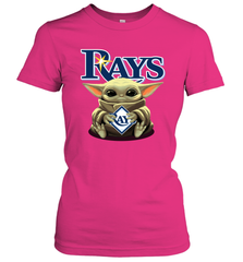 Baby Yoda Hugs Loves The Tampa Bay Rays Baseball Womens T-Shirt Womens T-Shirt - VeigarTee