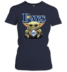 Baby Yoda Hugs Loves The Tampa Bay Rays Baseball Womens T-Shirt Womens T-Shirt - VeigarTee