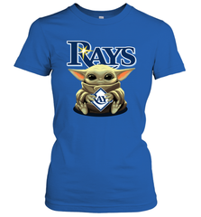 Baby Yoda Hugs Loves The Tampa Bay Rays Baseball Womens T-Shirt Womens T-Shirt - VeigarTee