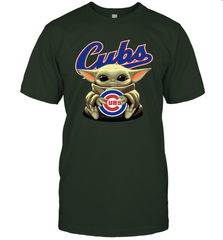 Baby Yoda Hugs Loves The Chicago Cubs Baseball Mens T-Shirt Mens T-Shirt - VeigarTee