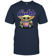 Baby Yoda Hugs Loves The Chicago Cubs Baseball Mens T-Shirt Mens T-Shirt - VeigarTee