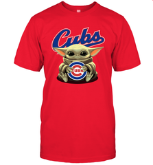Baby Yoda Hugs Loves The Chicago Cubs Baseball Mens T-Shirt Mens T-Shirt - VeigarTee