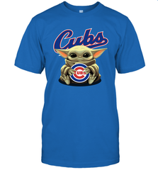Baby Yoda Hugs Loves The Chicago Cubs Baseball Mens T-Shirt Mens T-Shirt - VeigarTee