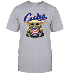 Baby Yoda Hugs Loves The Chicago Cubs Baseball Mens T-Shirt Mens T-Shirt - VeigarTee
