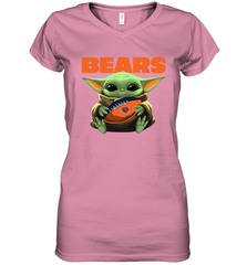 Baby Yoda Loves The Chicago Bears Star Wars Baby Yoda Hugs Bears NFL Womens V-Neck T-Shirt Womens V-Neck T-Shirt - VeigarTee